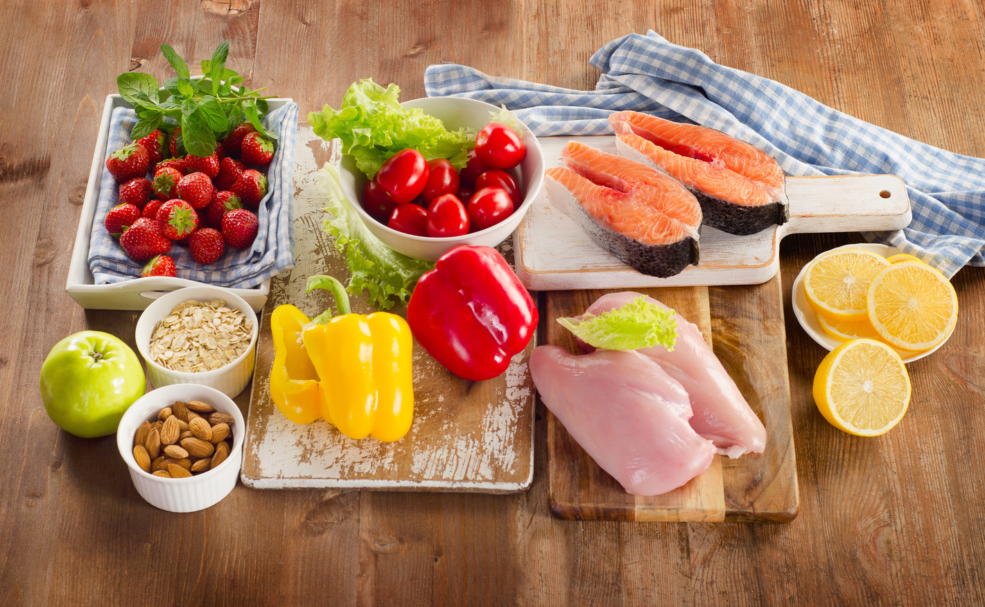 Balanced diet, healthy food concept